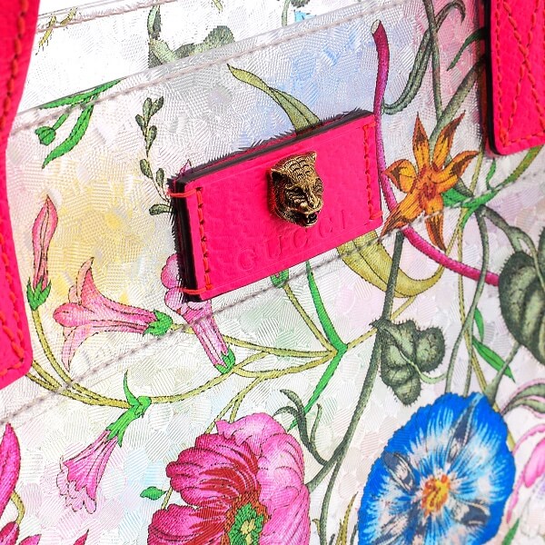 Gucci - Floral Print Textured Vinyl Bag